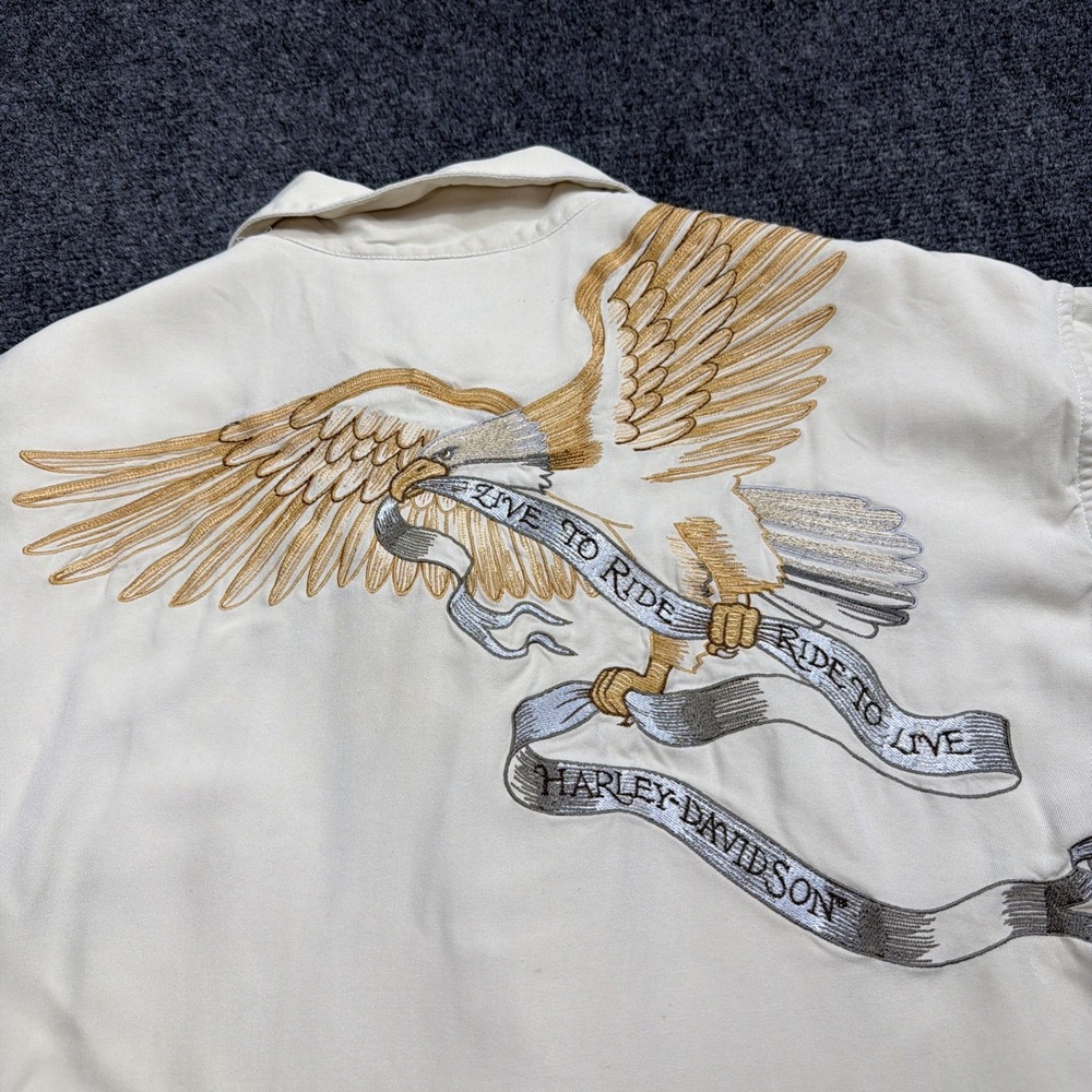 Tori Richard HARLEY DAVIDSON Limited Edition Pure Silk Camp Shirt Men Large RARE